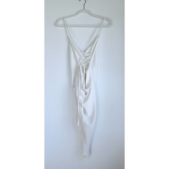 Amanda Uprichard Janet Open Back Strappy Asymmetrical Mini Dress in Ivory Size L - Picture 4 of 9